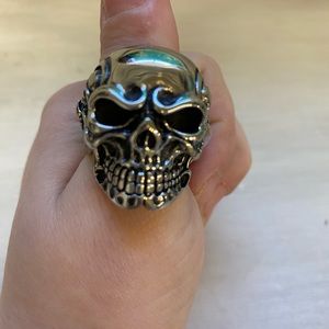 Konov vintage gothic skull biker stainless steel men’s ring